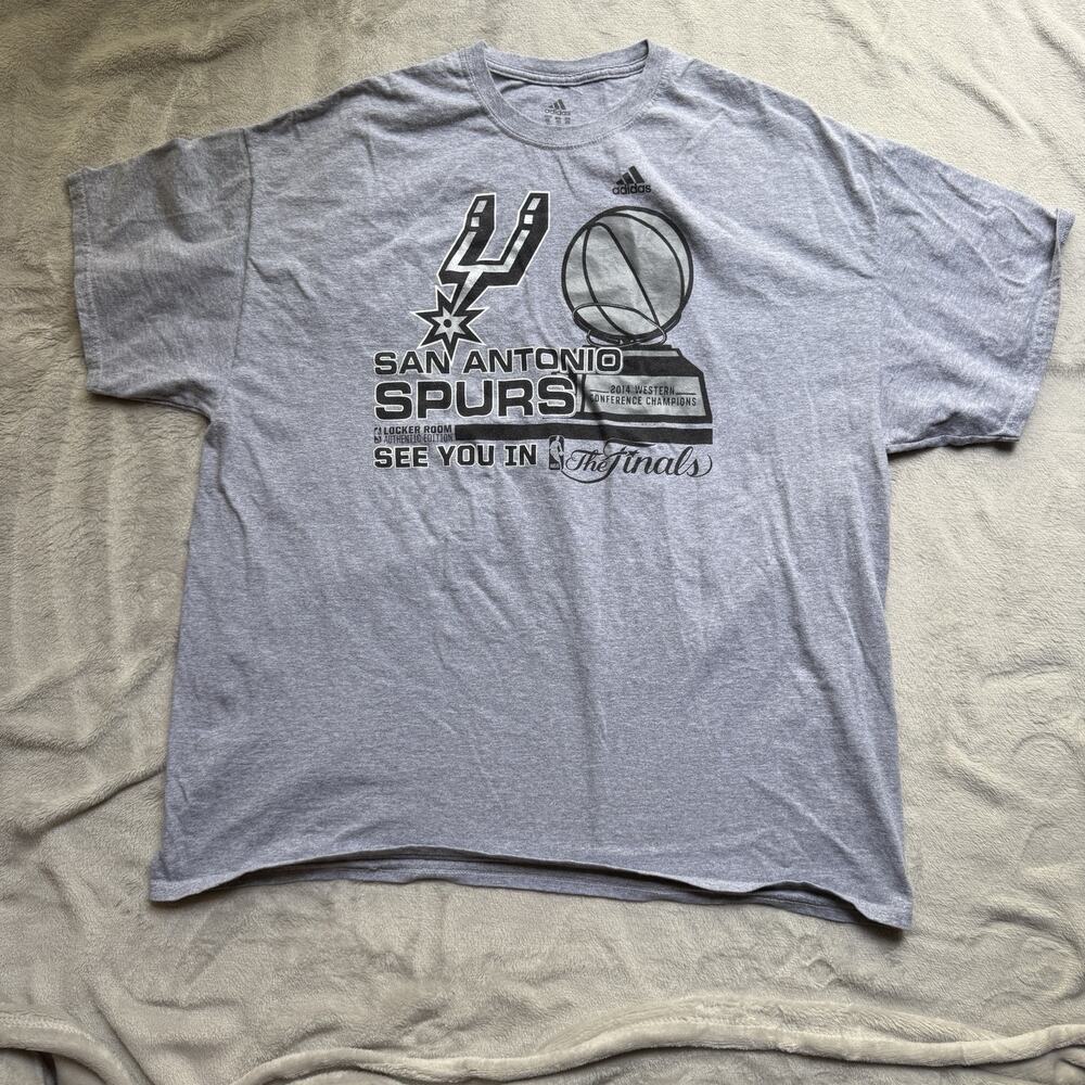 San Antonio Spurs Shirt 2XL Gray Adidas See You In Finals Western Champions 2014